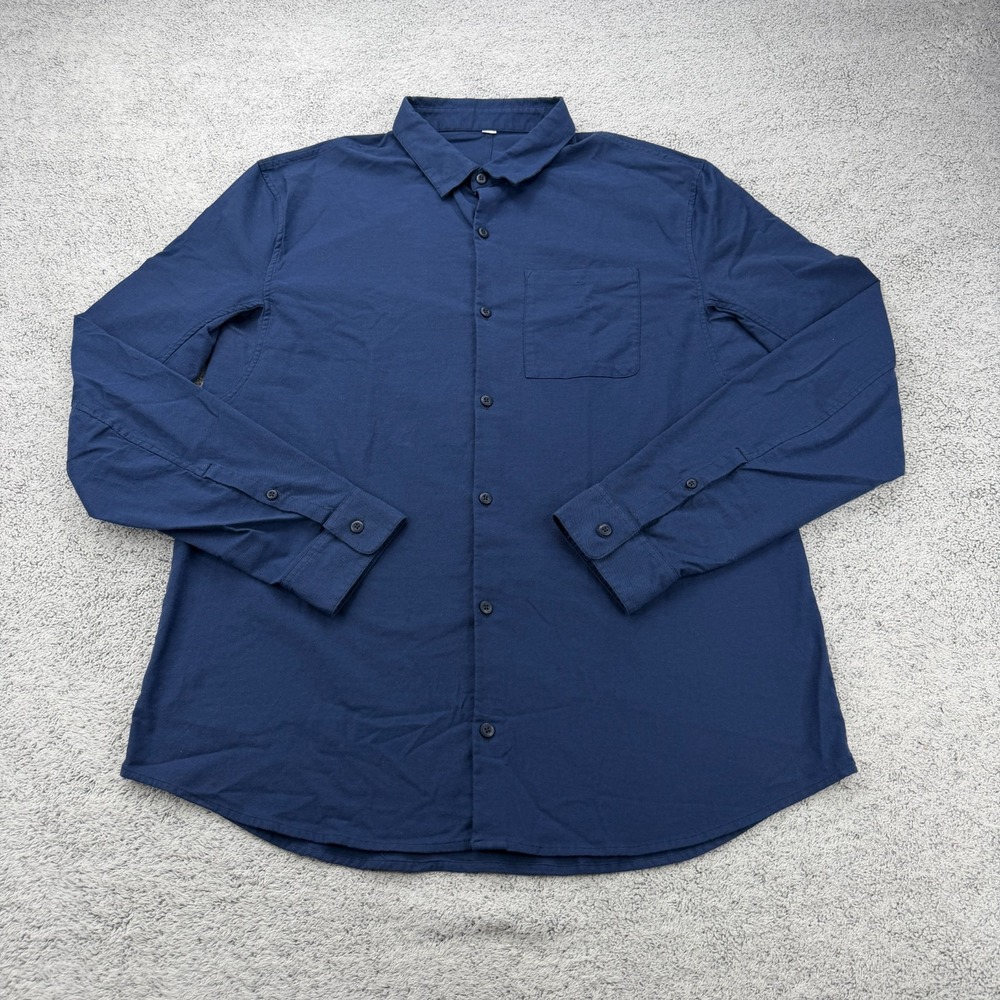 Lululemon All Town Button Down Shirt Mens XL Navy Blue Long Sleeve Pocket Office
